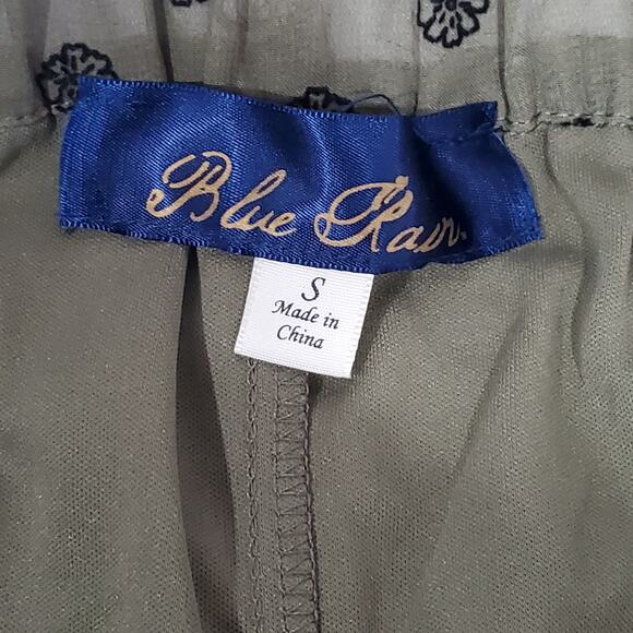 Blue Rain Off Shoulder Olive Pink Floral Lined Top Small - Picture 4 of 7